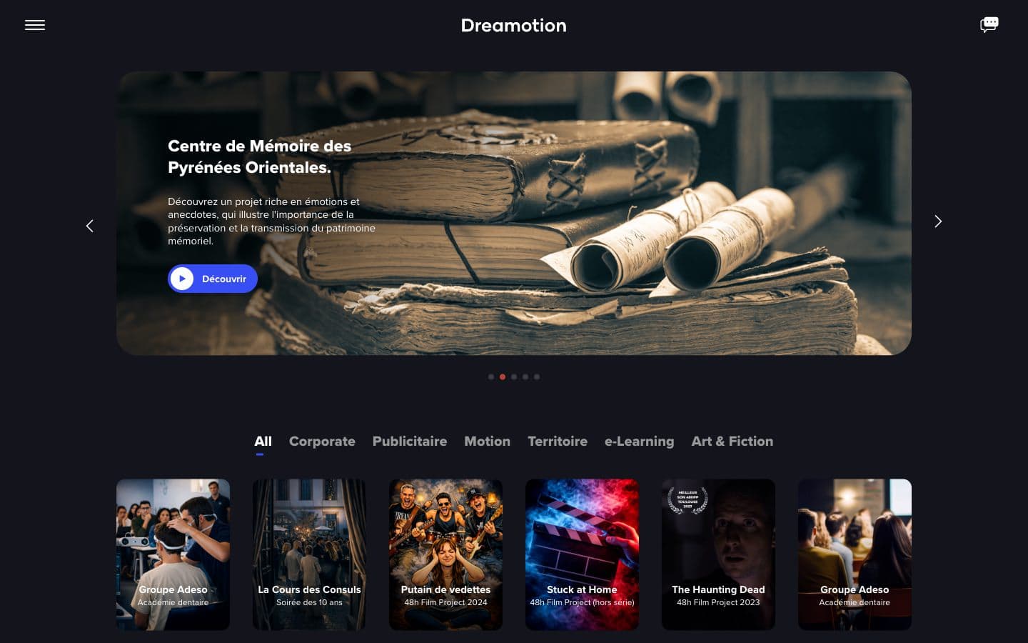 Aperçu du site Dreamotion Production